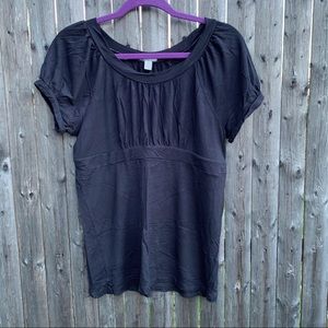 Old Navy Black Short Sleeve Pleated Top